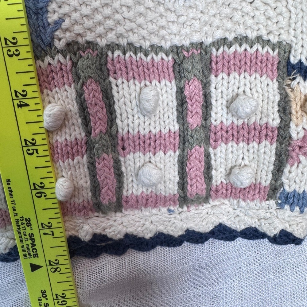 Cape Isle Knitters Sweater Womens M Ivory Hand Knit Grandma Snowmen Festive VTG - Picture 16 of 16